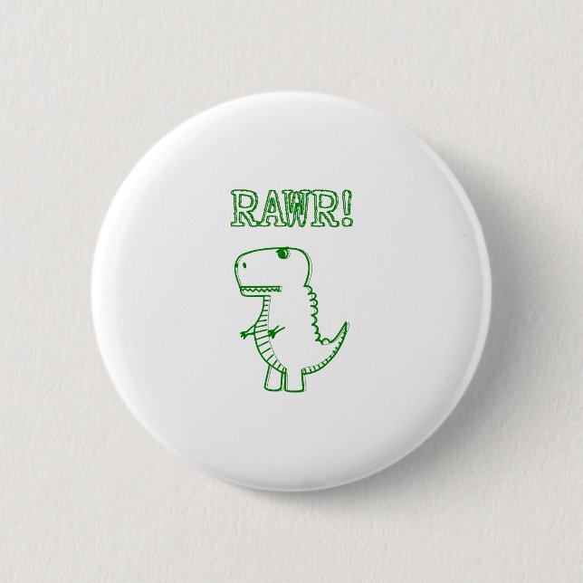 green angry dinno 6 cm round badge (Front)