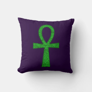Green Ankh Throw Cushion