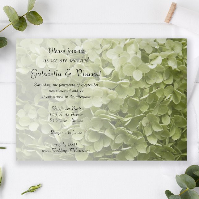 Green Annabelle Hydrangea Floral Wedding Invitation (Creator Uploaded)