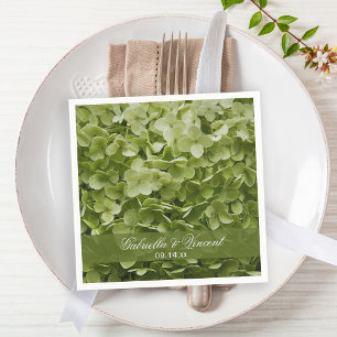 Green Annabelle Hydrangea Floral Wedding Napkin
