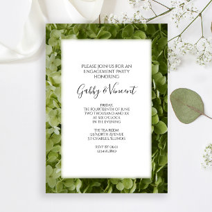 Green Annabelle Hydrangea Flower Engagement Party Invitation