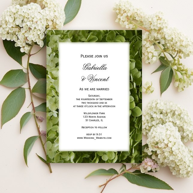 Green Annabelle Hydrangea Flowers Wedding Invitation (Creator Uploaded)