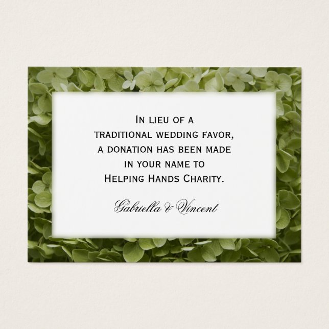 Green Annabelle Hydrangea Wedding Charity Favors (Front)