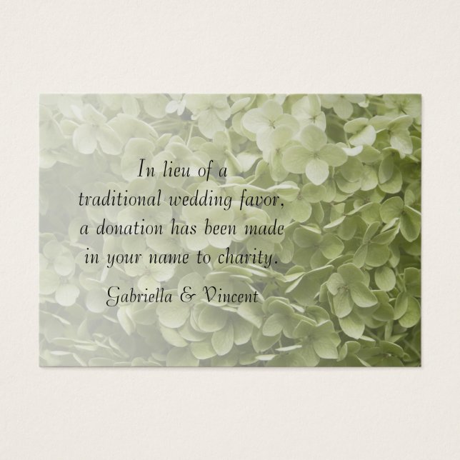 Green Annabelle Hydrangea Wedding Charity Favours (Front)