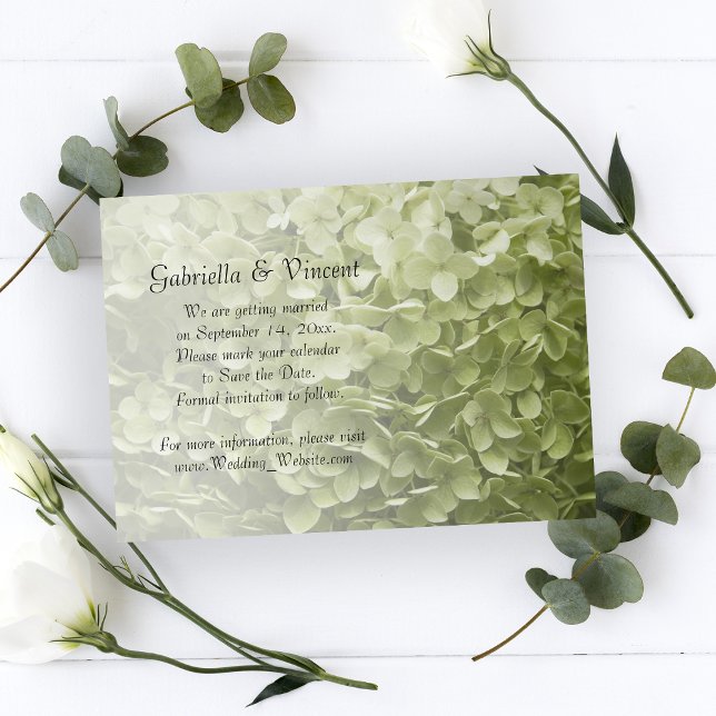 Green Annabelle Hydrangea Wedding Save the Date (Creator Uploaded)