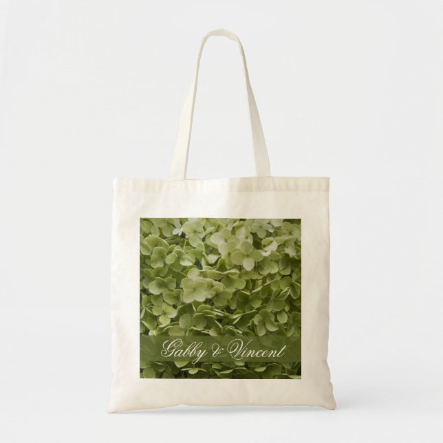 Green Annabelle Hydrangea Wedding Tote Bag (Front)