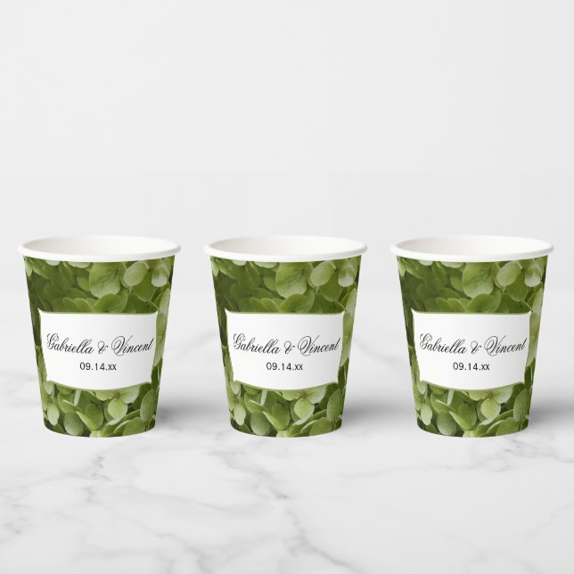 Green Annabelle Hydrangeas Wedding Paper Cups (Multi)