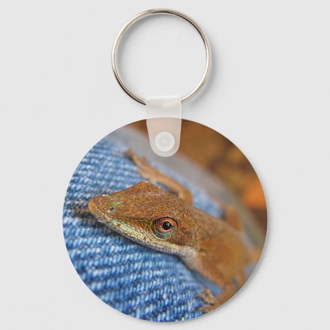 Green Anole Lizard Key Ring (Front)