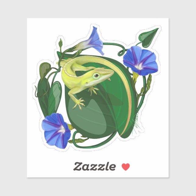 Green Anole with Morning Glory  (Sheet)
