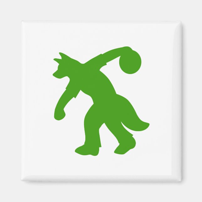 Green Anthropomorphic Canine Bowling Magnet 0001 (Front)
