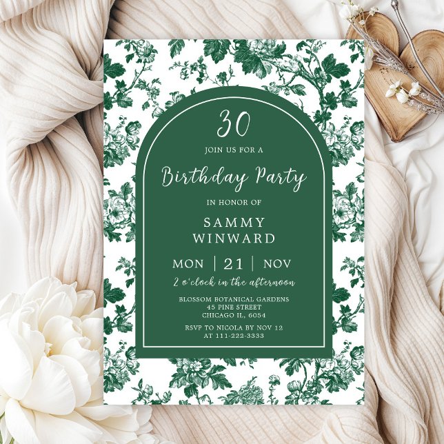 Green Antique Chinoiserie Birthday Party Invitation (Creator Uploaded)