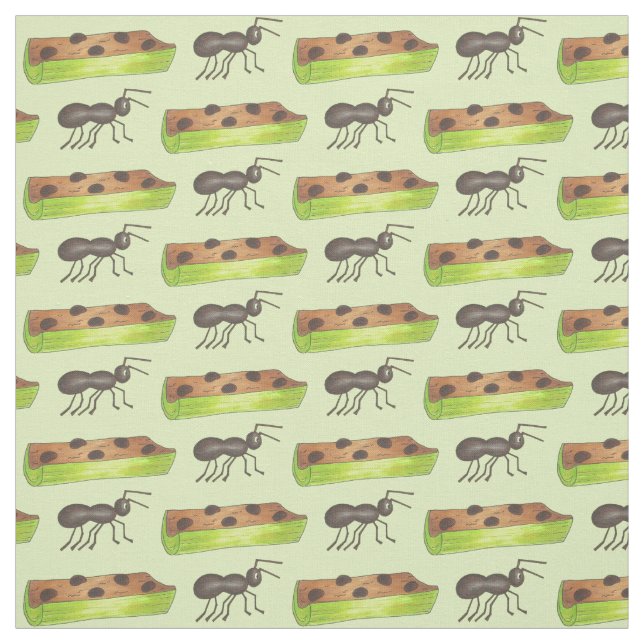 Green Ants on a Log Celery Peanut Butter Raisins Fabric (Swatch)