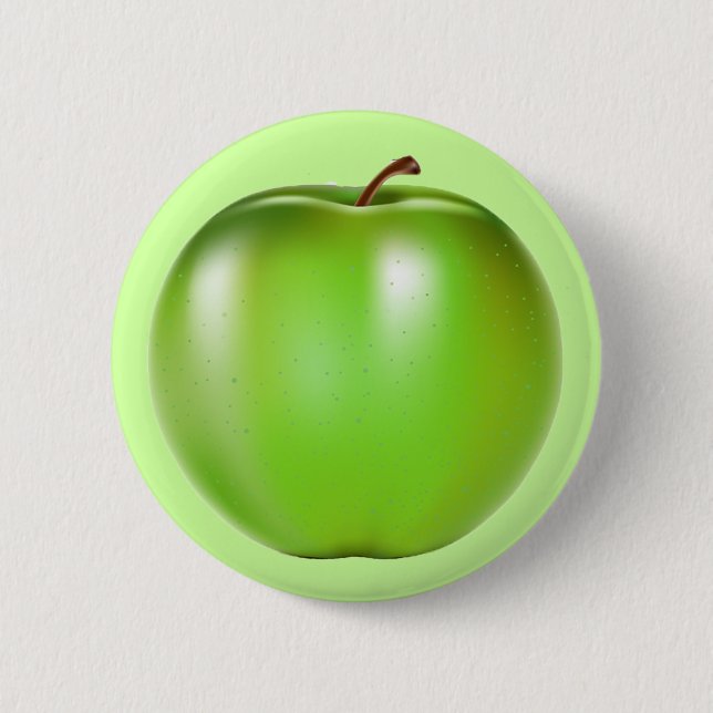 GREEN APPLE 6 CM ROUND BADGE (Front)