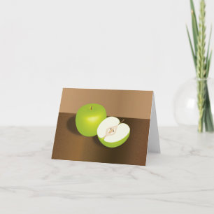 Green Apple-and-a-Half Still Life Card
