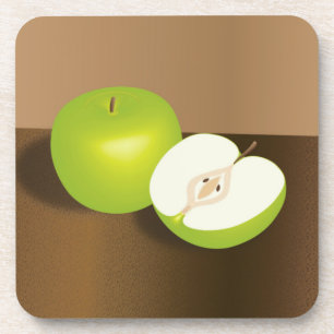 Green Apple-and-a-Half Still Life Coaster