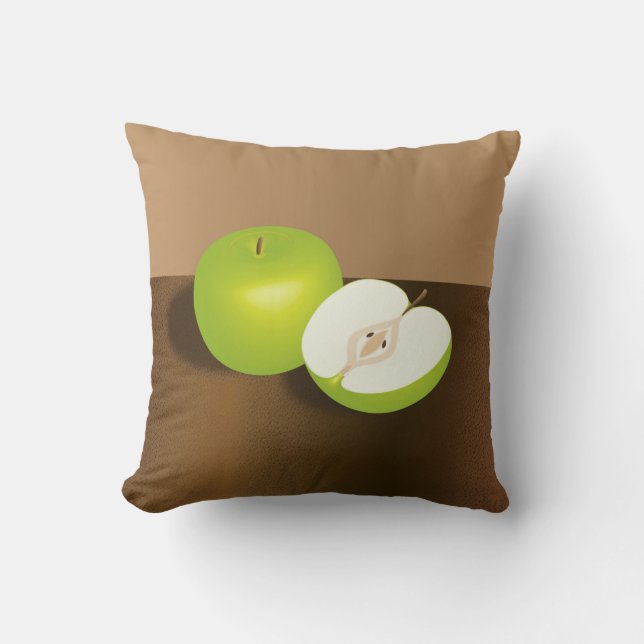 Green Apple-and-a-Half Still Life Cushion (Front)