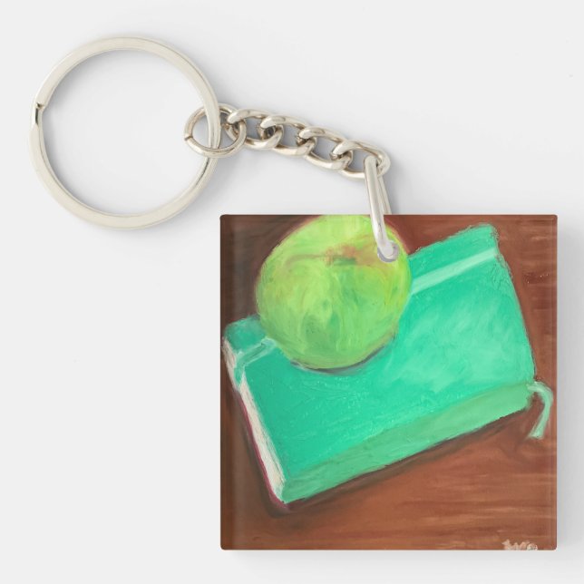 Green Apple and Journal Key Ring (Front)