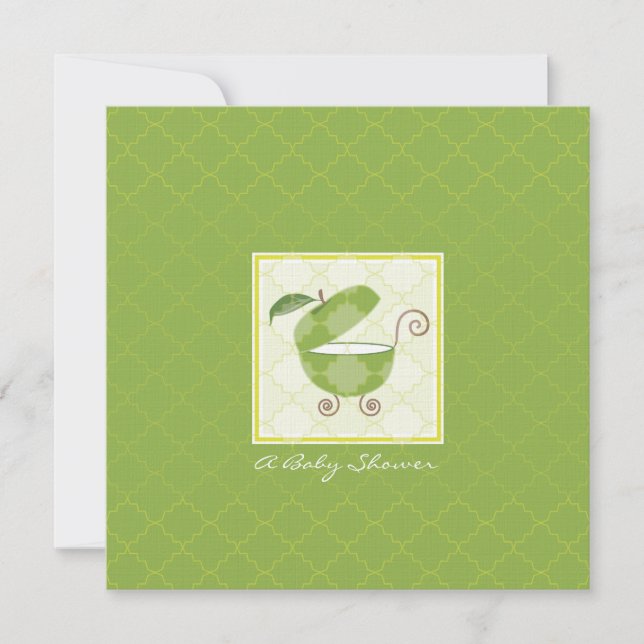 Green Apple Baby Carriage Shower Invitation (Front)