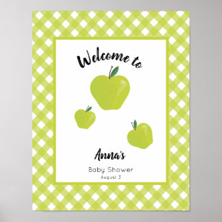 Green apple baby shower welcome poster