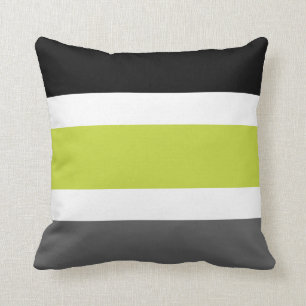 Green Apple & Black Large Striped Throw Pillow