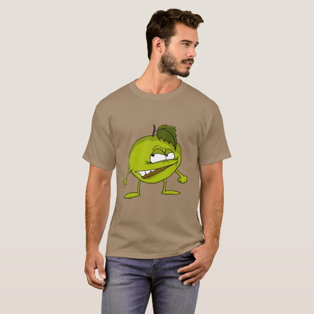 Green apple cartoon character with a vicious smile T-Shirt (Front Full)