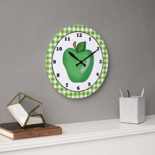 Green apple cartoon fruit wall clock