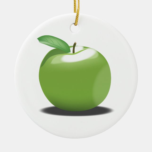 Green Apple Ceramic Tree Decoration (Front)