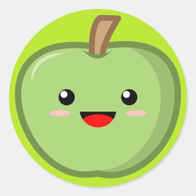 Green Apple Classic Round Sticker (Front)