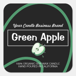 Green Apple Cute Modern Soy Candles Labels Black