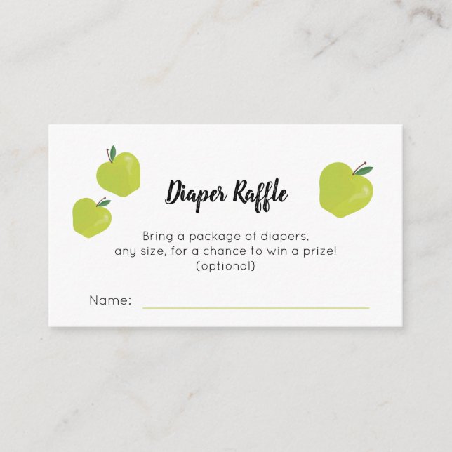 Green apple Diaper Raffle Enclosure Card (Front)