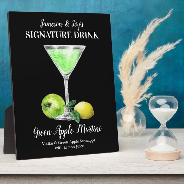 Green Apple Martini • PERSONALIZE this Drink Plaque (Side)