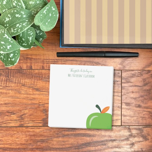 Green Apple Modern Teacher Small Post-It Notes (Green apple small teacher post-it notes
)