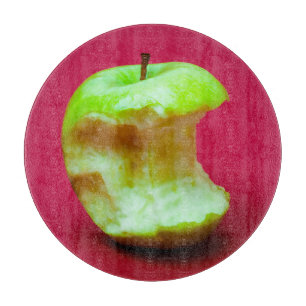 Green apple nibbled cutting board