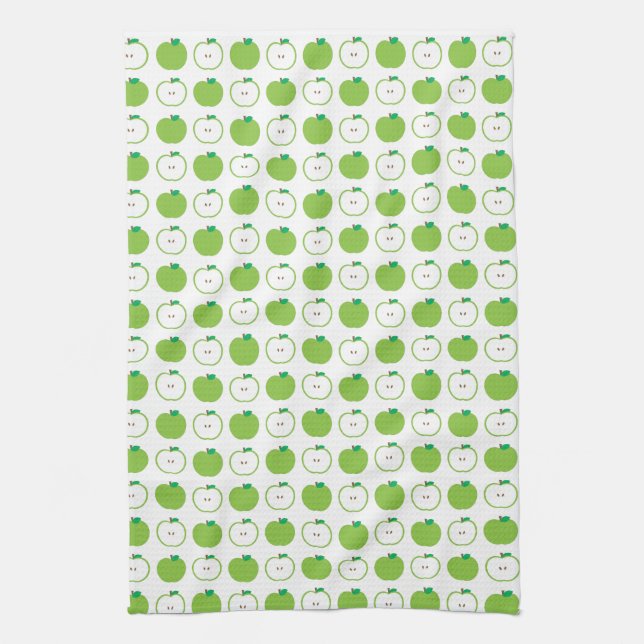Green Apple Pattern Kitchen Towel (Vertical)