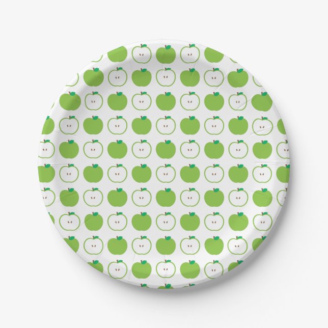 Green Apple Pattern Paper Plate (Front)