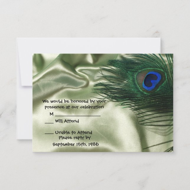Green Apple Peacock Sill Life RSVP Card (Front)