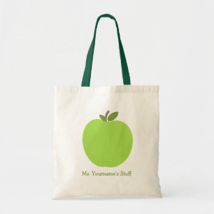 Green Apple Personalised Teacher Tote Bag