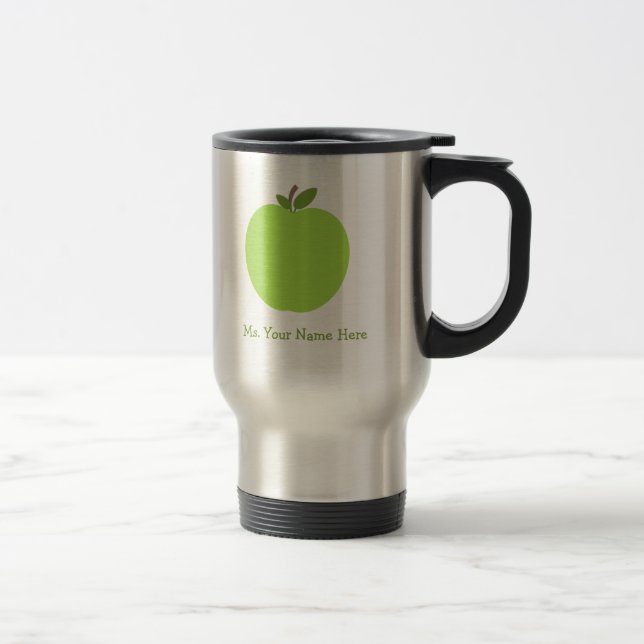 Green Apple Personalised Teacher Travel Mug (Right)