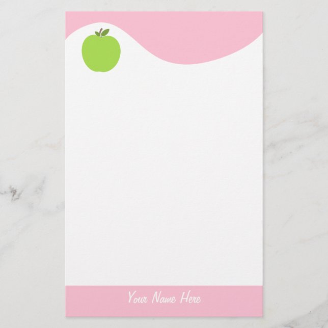 Green Apple Stationery With Pink (Front)