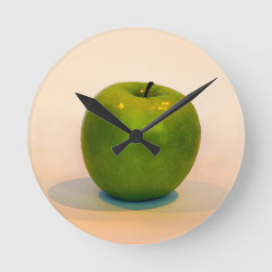 Green Apple Trio Round Clock