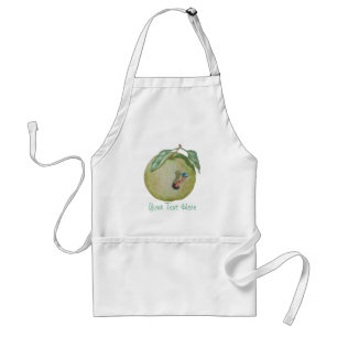 Green apple with funny maggot in hat illustration standard apron