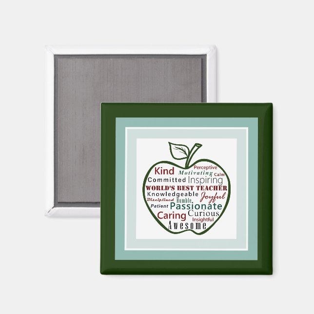 Green Apple, World's Best Teacher Qualities  Magnet (Front/Back)