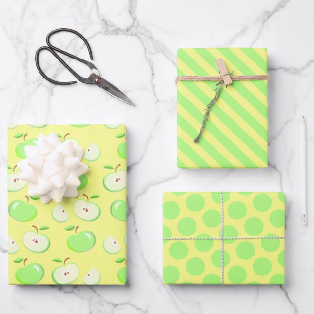 Green Apple Wrapping Paper Set (Front)