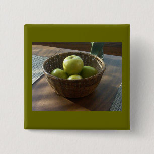 Green Apples 15 Cm Square Badge