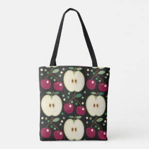Green Apples And Red Cherries Tote Bag