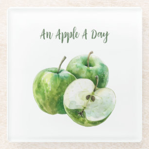 Green Apples Fruit Glass Coaster