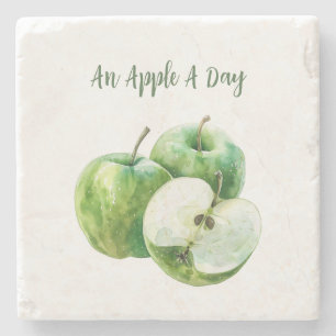 Green Apples Fruit Stone Coaster