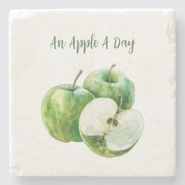 Green Apples Fruit Stone Coaster (Front)