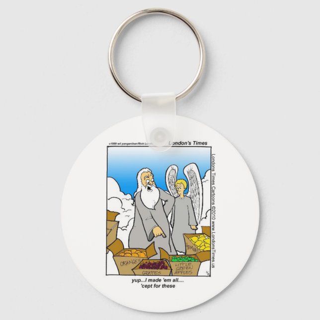 Green Apples Funny Mugs Cards Tees & Gifts Key Ring (Front)
