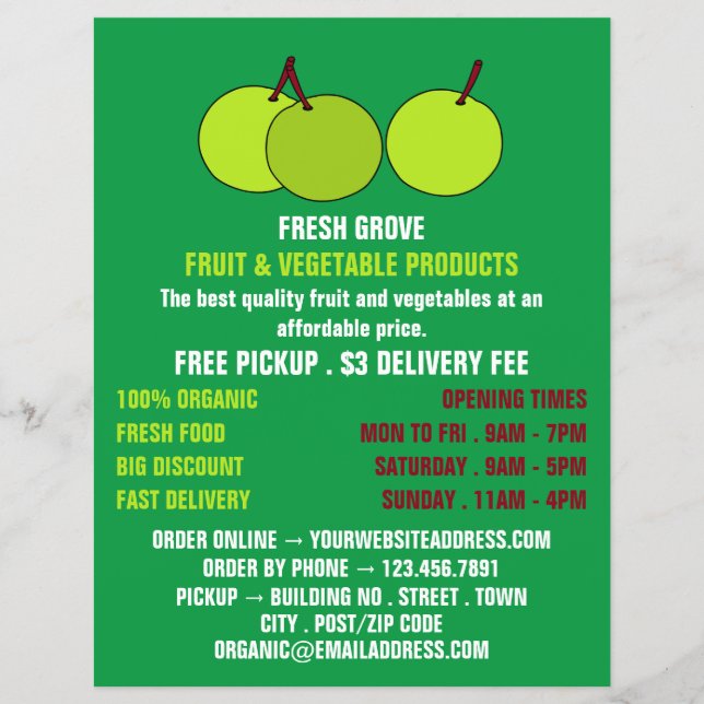 Green Apples, Greengrocers Advertising Flyer (Front)